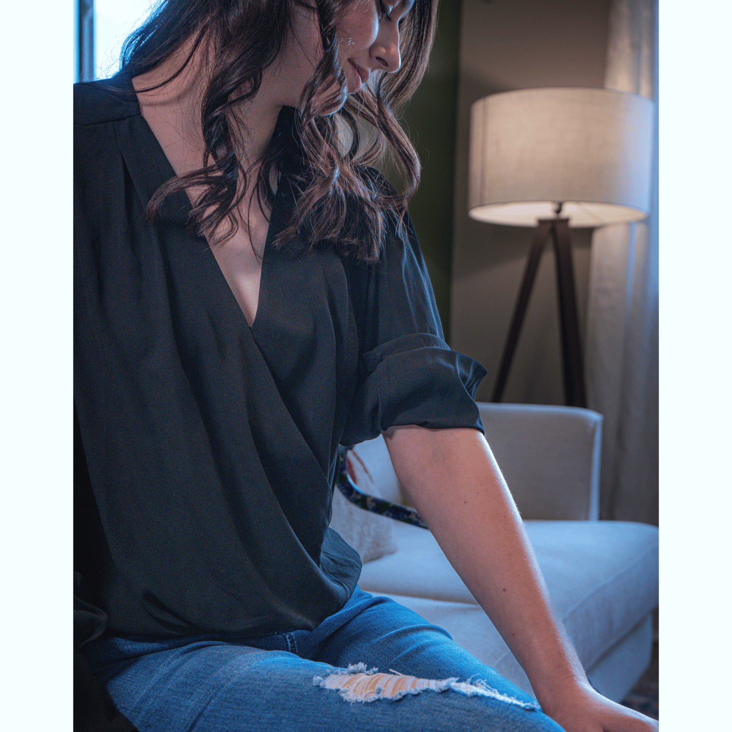 Black Draped Blouse