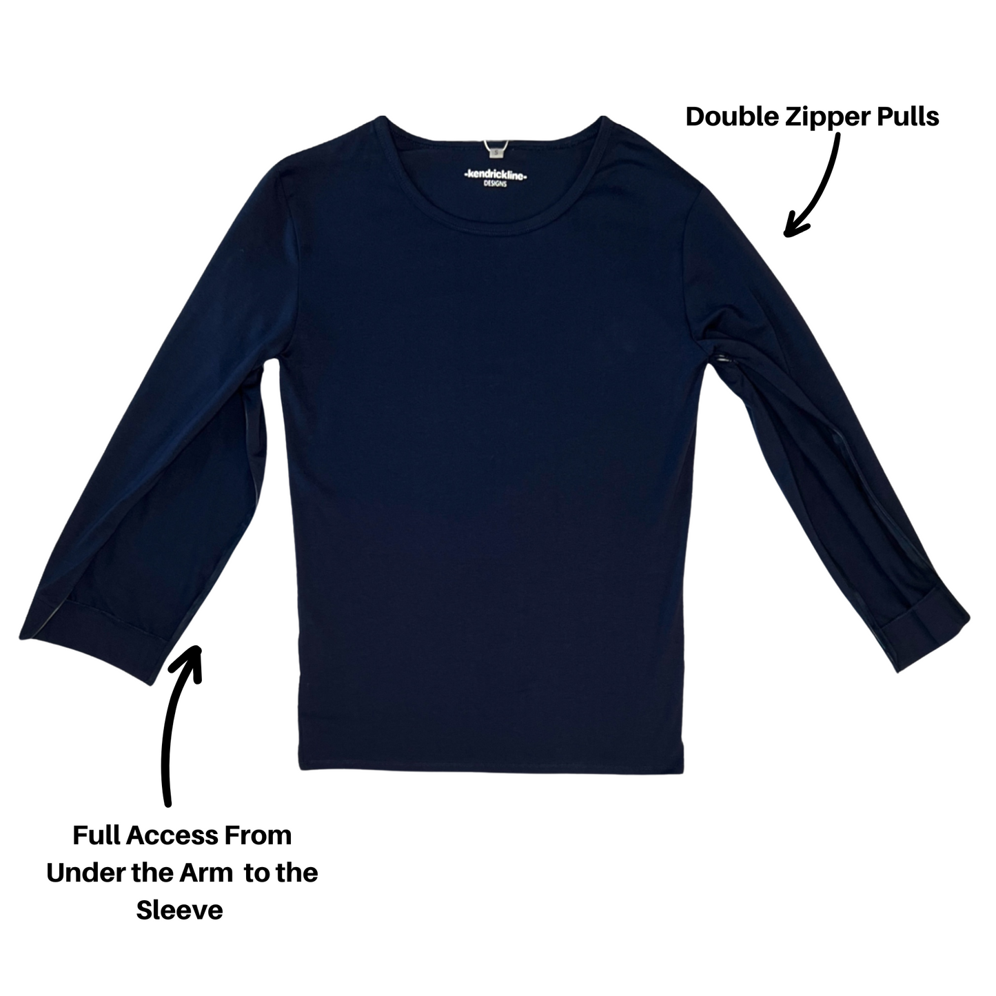 Navy Dual Arm Access Long Sleeve T-Shirt