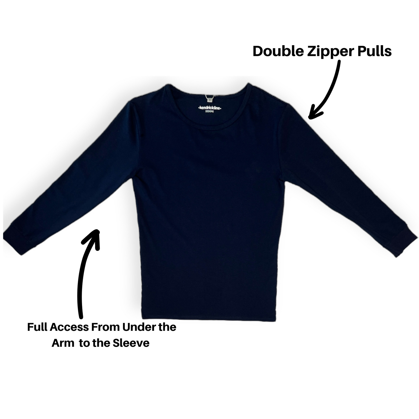 Navy Dual Arm Access Long Sleeve T-Shirt