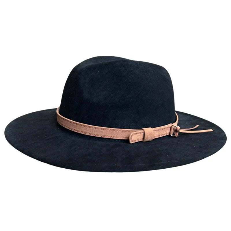 Black Faux Suede Hat