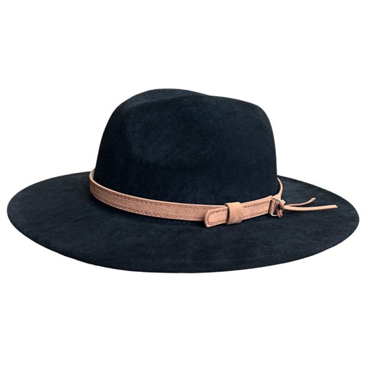 Black Faux Suede Hat