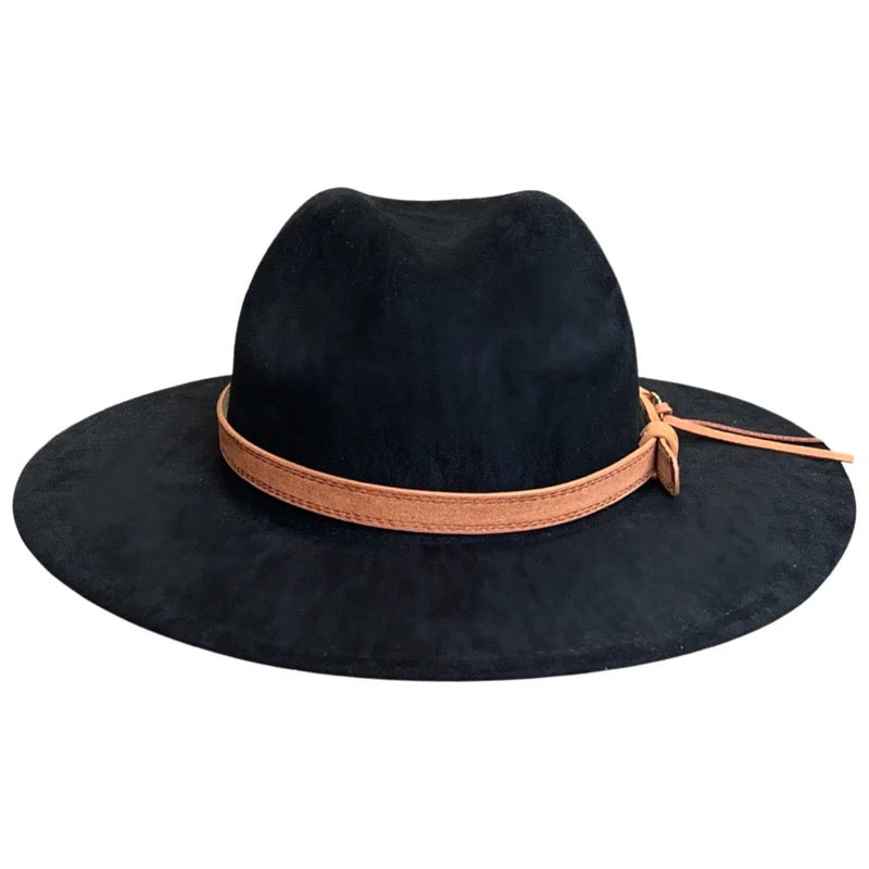 Black Faux Suede Hat