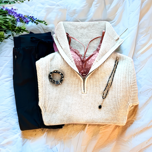 3/4 ZIPPER AMARILLO KNIT SWEATER