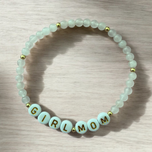 “Girl Mom” Gold Lettered Bracelet