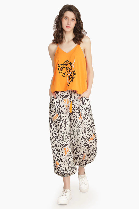 Feisty Orange Cheetah Pants - Kendrick Line Designs