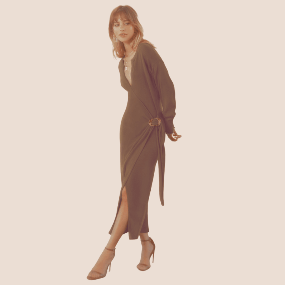 Camel Wrap Dress - Kendrick Line Designs