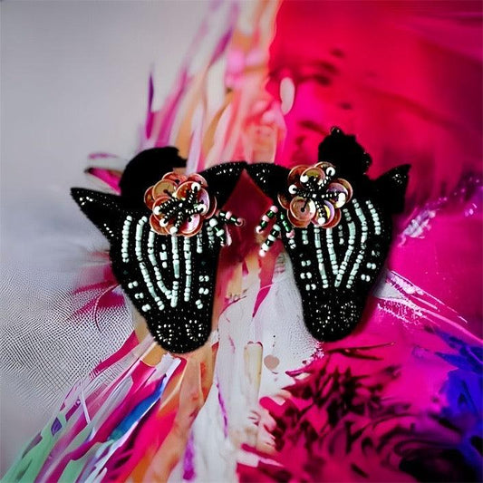 Embellished Zebra Earrings - Kendrick Line Designs